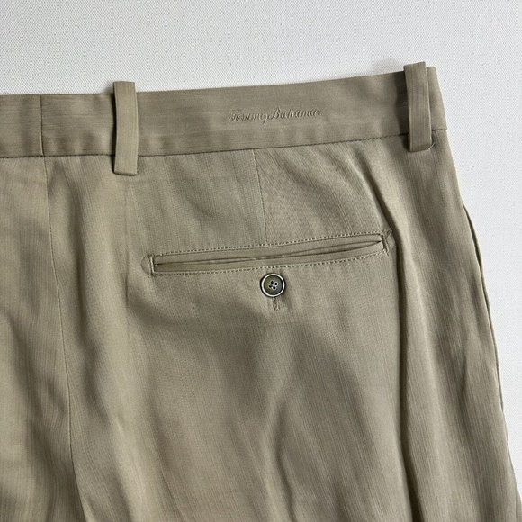 TOMMY BAHAMA Mens Silk Pants Size 36x30 Beige Chino Trousers Slacks‎ Pleated - Picture 6 of 9